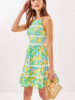 Lilly Pulitzer Angelynn Dress Lemon Print fit & flare 10